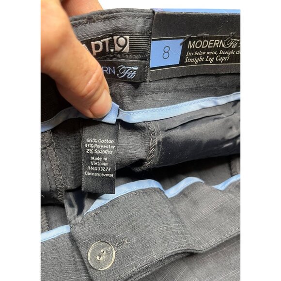 Size 8 Apt. 9 Gray Womens Modern Fit Straight Leg Capri Chopped‎ Pants Casual - Picture 5 of 8